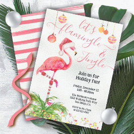 Låt oss Flamingle och Jingle Tropical Flamingo Par Inbjudningar