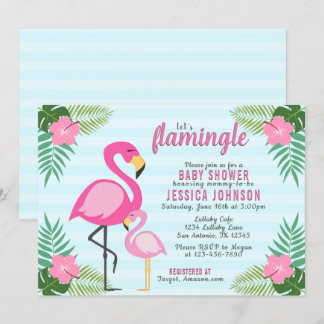 Låt oss Flamingle Rosa Flamingo Baby Shower Inbjudningar