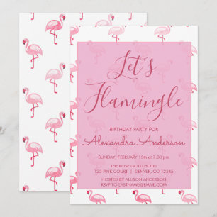 Låt oss Flamingle - Rosa Flamingo Sommardag Inbjudningar