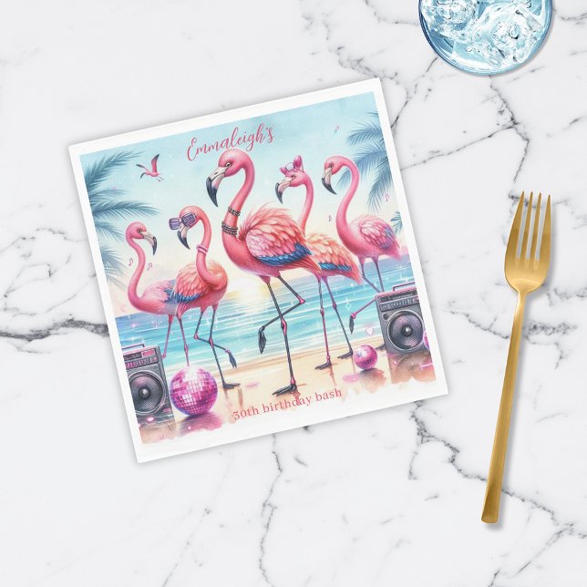 Låt oss Flamingle Strandfest Födelsedags Papper Pappersservett (Skapare uppladdad)