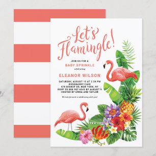Låt oss Flamingle Tropical Baby Sprinkle Shower Inbjudningar