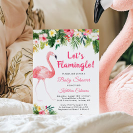 Låt oss Flamingle Tropical Blommigt Baby Shower Inbjudningar