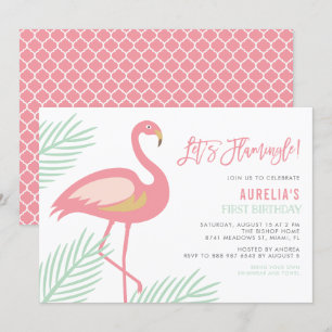 Låt oss Flamingle Tropical First Birthday-inbjudan Inbjudningar