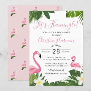 Låt oss Flamingle Tropical Rosa Flamingo Baby Show Inbjudningar