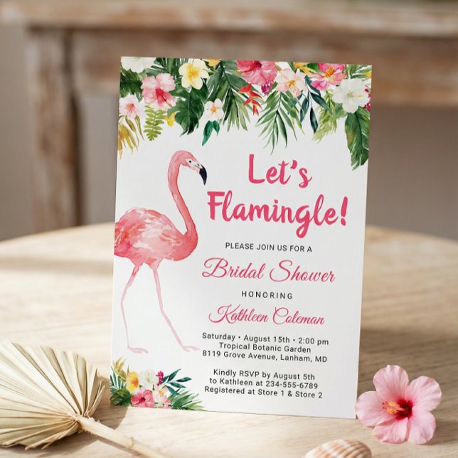 Låt oss Flamingle Tropisk Blommig Bröllopsdusch Inbjudningar (Skapare uppladdad)