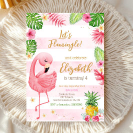 Låt oss Flamingo Flamingle Tropisk Födelsedag Inbjudningar