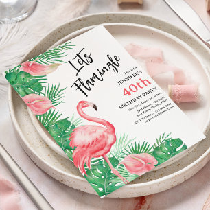 Låt oss Flamingo Födelsedagsfest Inbjudningar