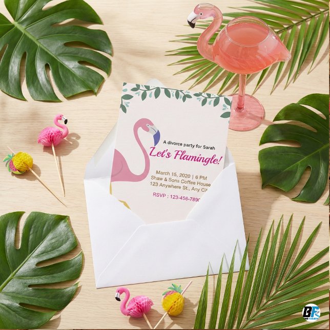 Låt oss flirta Rosa Flamingo Skilsmässa P Inbjudningar (Skapare uppladdad)