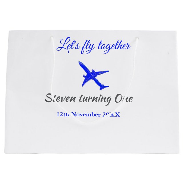 Låt oss flyga ihop första födelsedag flygplan blue (Framsidan)