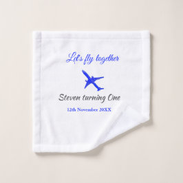 Låt oss flyga ihop första födelsedag flygplan blue