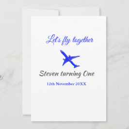 Låt oss flyga ihop första födelsedag flygplan blue inbjudningar