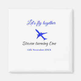 Låt oss flyga ihop första födelsedag flygplan blue magnet