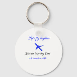 Låt oss flyga ihop första födelsedag flygplan blue nyckelring