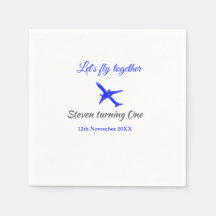 Låt oss flyga ihop första födelsedag flygplan blue