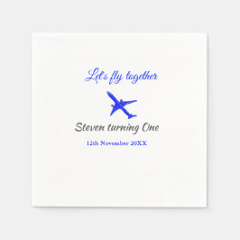 Låt oss flyga ihop första födelsedag flygplan blue pappersservett