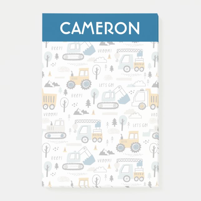 Låt oss Flytta Fordon Mönster Post-it Block (Framsida)