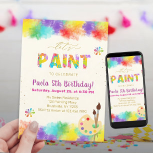 Låt oss Födelsedagsfest av färg - Art Birthday Inbjudningar