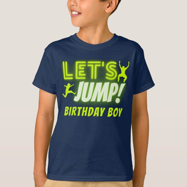 Låt oss Födelsedagsfest för jump Neon Glow Trampol T Shirt (Framsida)