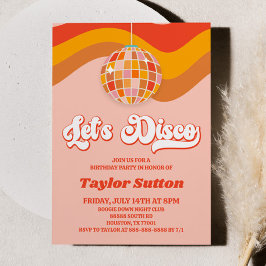 Låt oss Födelsedagsfesten Disco Retro 70s Inbjudningar