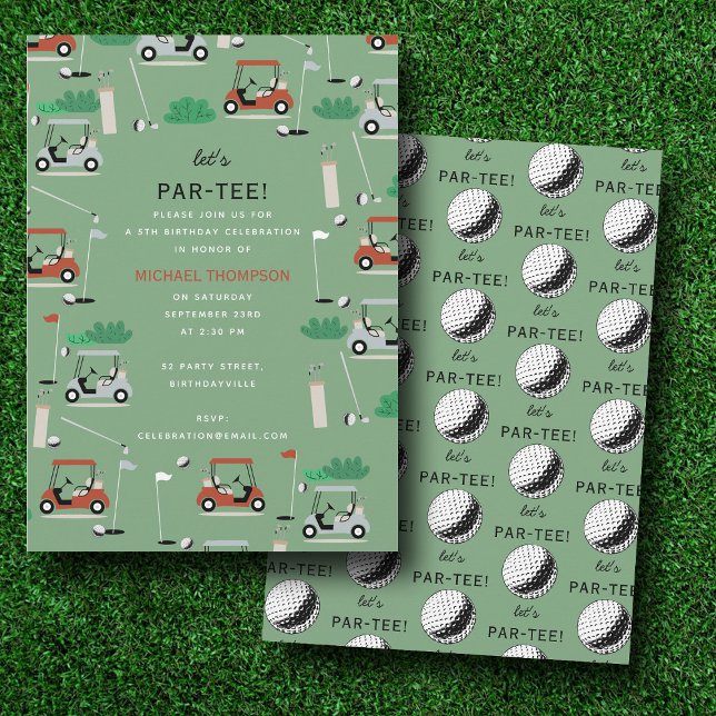 Låt oss Födelsedagsfesten Golf-tema i Par-Tee Inbjudningar (Let's Par-Tee Golf Theme Birthday Party Invitation)