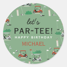 Låt oss Födelsedagsfesten Golf-tema i Par-Tee Runt Klistermärke