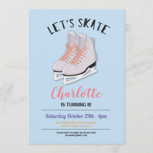 Låt oss Födelsedagsfesten Skate Girls Blue Ice-Ska Inbjudningar