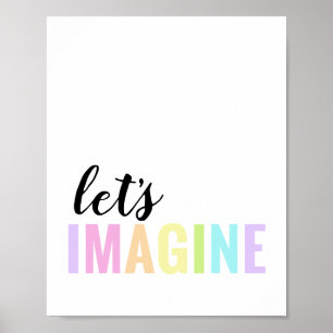 Låt oss föreställa oss Lekrum Pastell Regnbåge Poster
