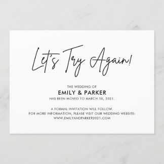 Låt oss försöka igen Bröllopsförseningsmeddelande Inbjudningar