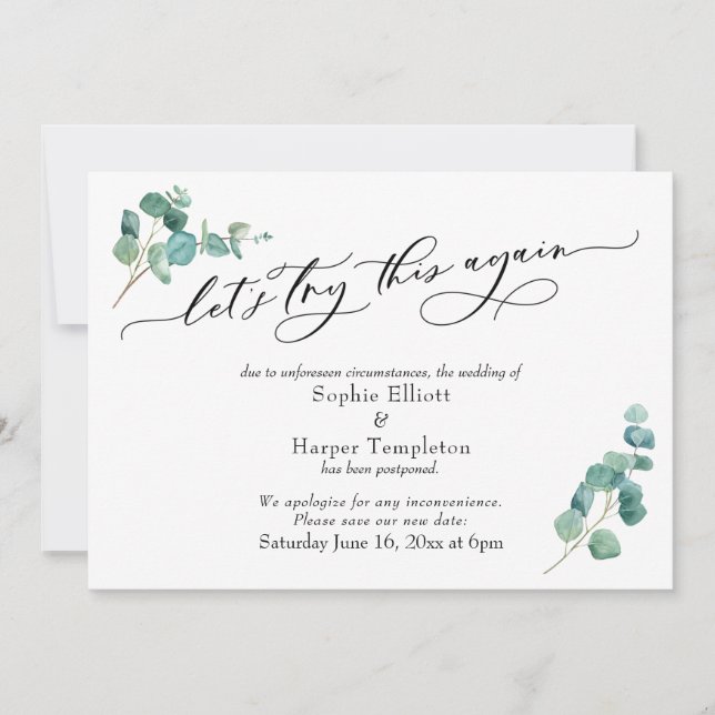 Låt oss försöka igen Försenad bröllopskort Inbjudningar (Framsida)