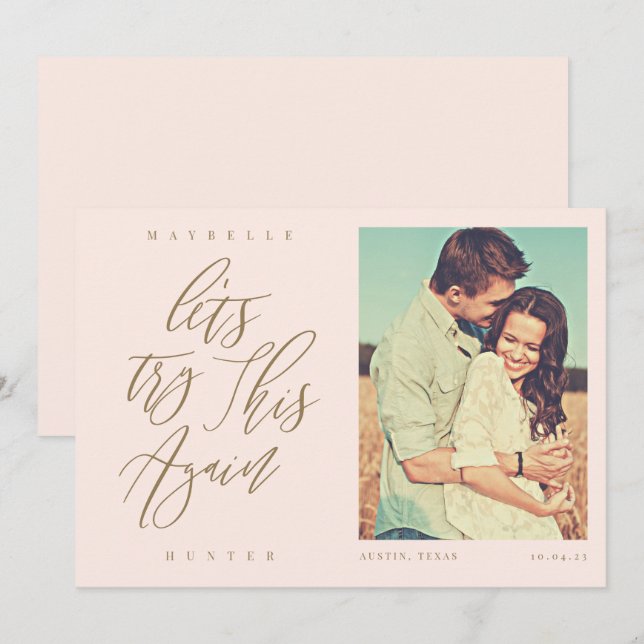 Låt oss försöka igen Modern kalligrafi & foto Spara Datumet (Fram/baksida)