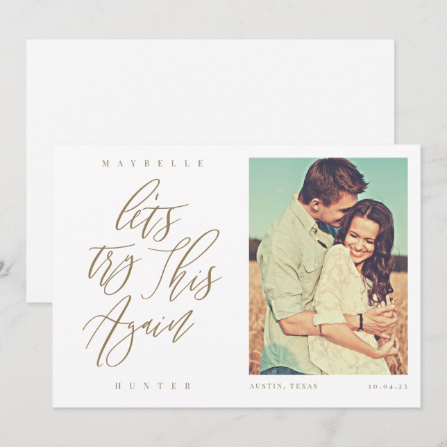 Låt oss försöka igen Modern kalligrafi & foto Spara Datumet (Fram/baksida)