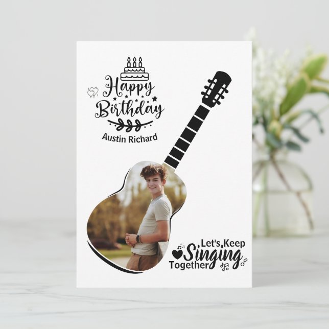 Låt oss fortsätta sjunga Happy Birthday Fotokort Inbjudningar (Stående Fram)