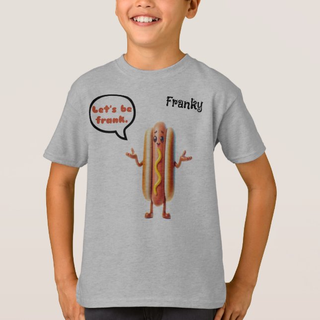 "Låt oss Frank" Hotdog Customizalbe Pun Boy's T Shirt (Framsida)
