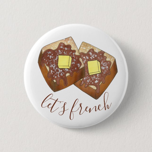Låt oss Fransk Toast Butter och Syrup Breakfast Fo Knapp (Framsida)