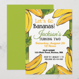 Låt oss gå bananas Alla åldrar Födelsedagsfest Inbjudningar
