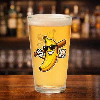 Låt oss gå bananas Retro baseboll banan rolig Glaskopp