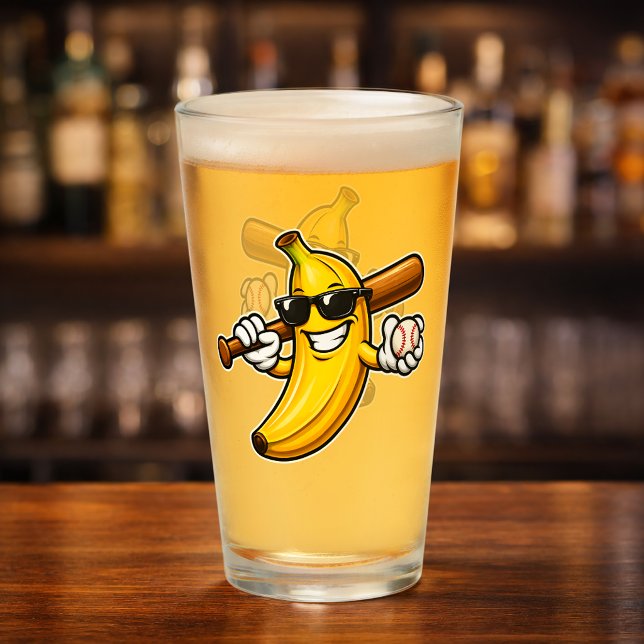 Låt oss gå bananas Retro baseboll banan rolig Glaskopp (Skapare uppladdad)