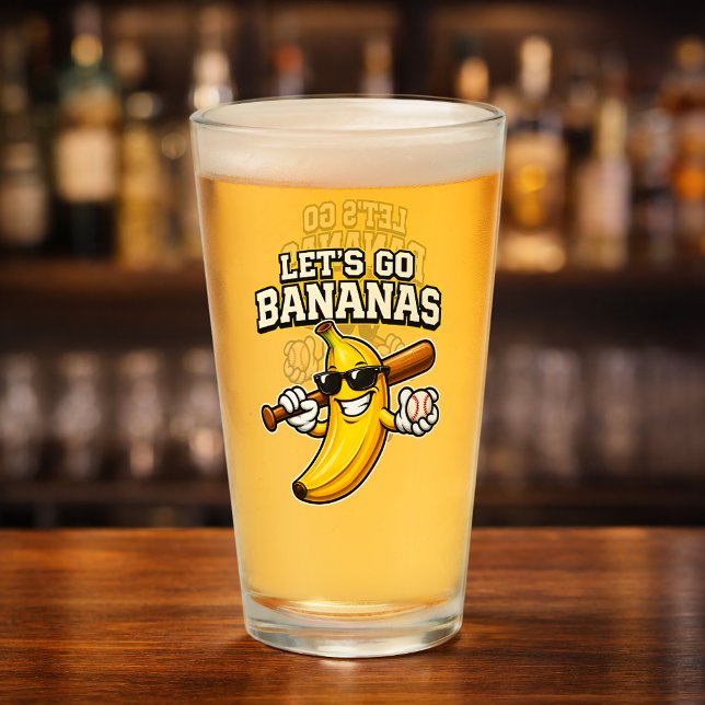 Låt oss gå bananas Retro baseboll banan rolig Glaskopp (Skapare uppladdad)