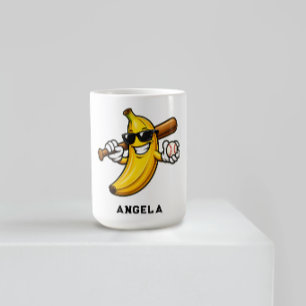 Låt oss gå bananas Retro baseboll banan rolig Kaffemugg