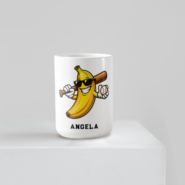 Låt oss gå bananas Retro baseboll banan rolig Kaffemugg (Skapare uppladdad)