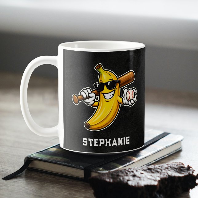 Låt oss gå bananas Retro baseboll banan rolig Kaffemugg (Skapare uppladdad)