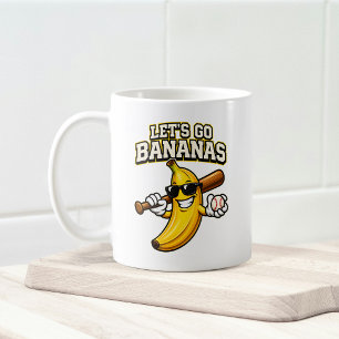 Låt oss gå bananas Retro baseboll banan rolig Kaffemugg