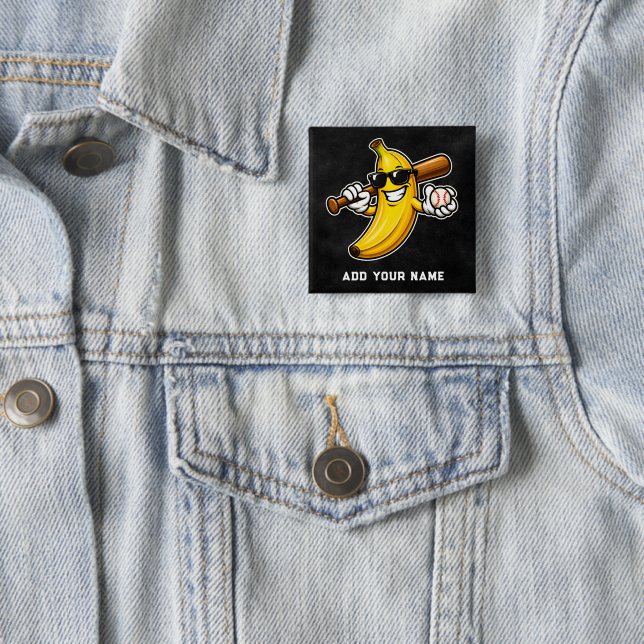 Låt oss gå bananas Retro baseboll banan rolig Knapp (In Situ)