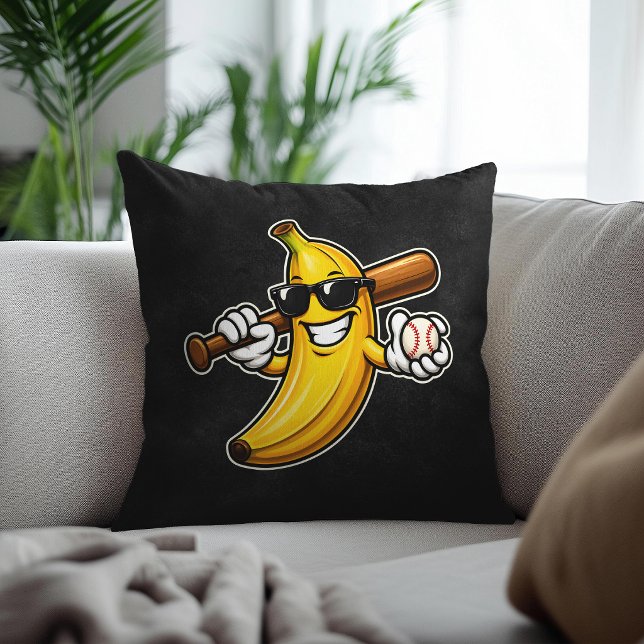 Låt oss gå bananas Retro baseboll banan rolig Kudde (Skapare uppladdad)