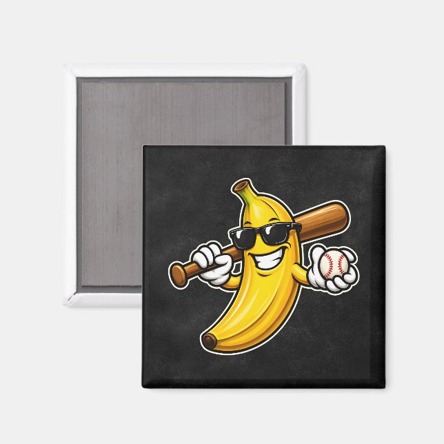 Låt oss gå bananas Retro baseboll banan rolig Magnet (Front/Back)
