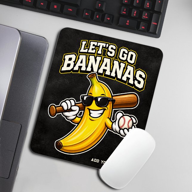 Låt oss gå bananas Retro baseboll banan rolig Musmatta (Skapare uppladdad)