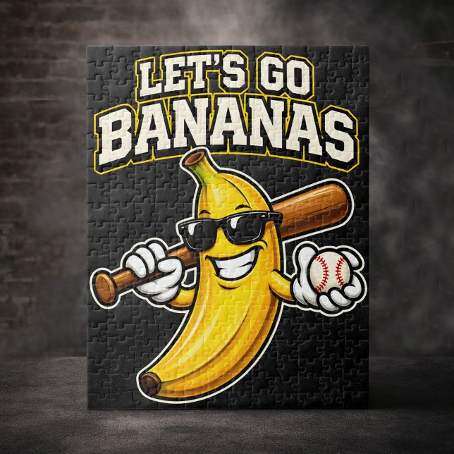 Låt oss gå bananas Retro baseboll banan rolig Pussel (Skapare uppladdad)