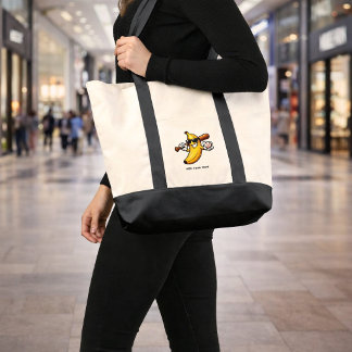 Låt oss gå bananas Retro baseboll banan rolig Tygkasse