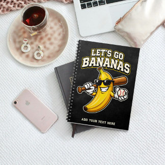 Låt oss gå bananas Retrobaseboll Banana Roligt Anteckningsbok
