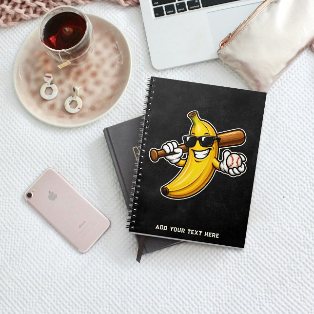 Låt oss gå bananas Retrobaseboll Banana Roligt Anteckningsbok (Skapare uppladdad)